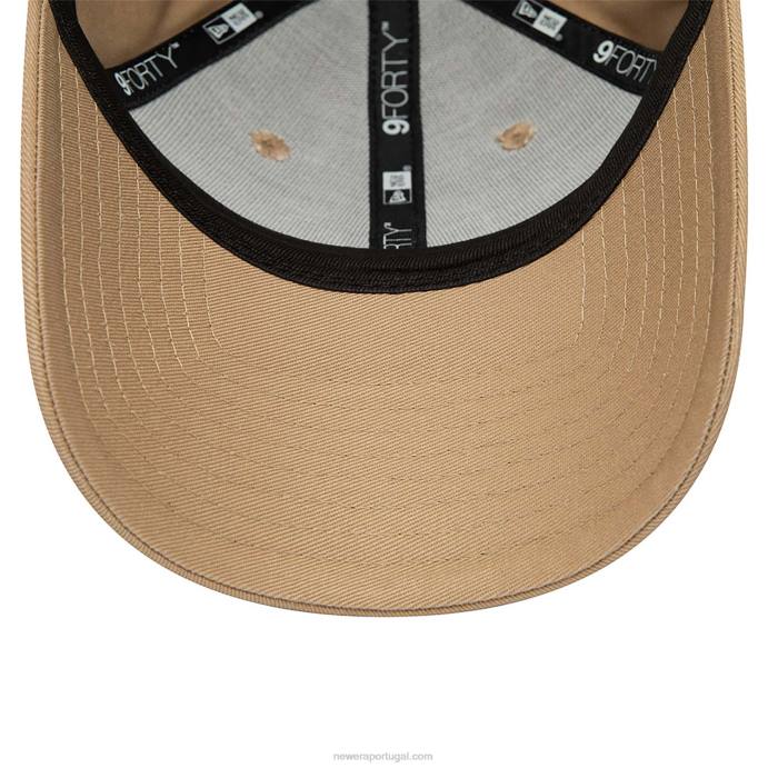 FFTN1551 New Era Boné feminino New York Yankees com logo metálico marrom 9forty ajustável