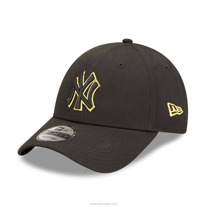 FFTN1552 New Era New York Yankees Team Outline boné preto 9forty ajustável