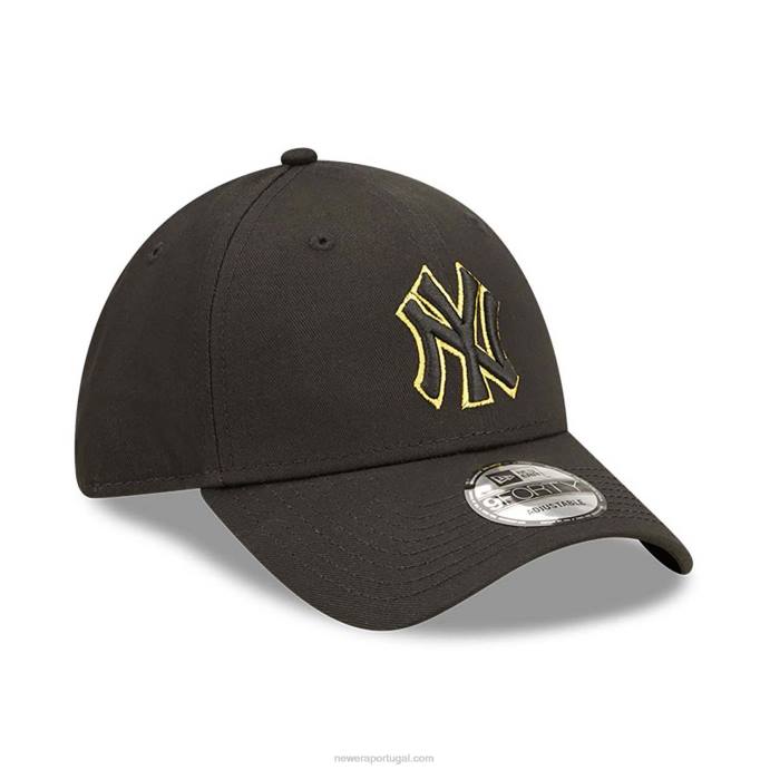 FFTN1552 New Era New York Yankees Team Outline boné preto 9forty ajustável