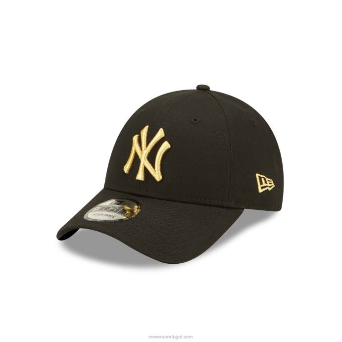 FFTN1554 New Era boné ajustável new york yankees preto metálico 9forty