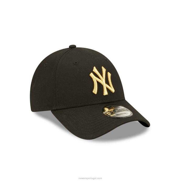 FFTN1554 New Era boné ajustável new york yankees preto metálico 9forty