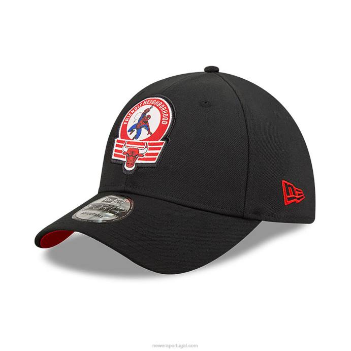 FFTN1562 New Era chicago bulls nba x marvel spider-man preto 9forty boné ajustável
