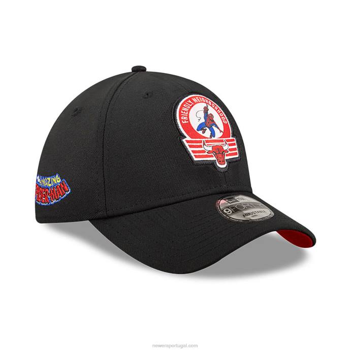 FFTN1562 New Era chicago bulls nba x marvel spider-man preto 9forty boné ajustável
