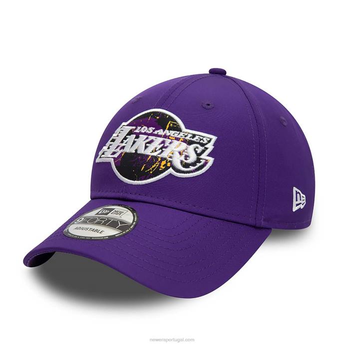 FFTN1566 New Era boné ajustável 9forty roxo com enchimento estampado la lakers