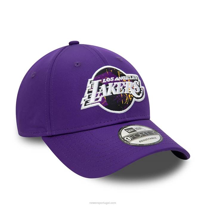 FFTN1566 New Era boné ajustável 9forty roxo com enchimento estampado la lakers