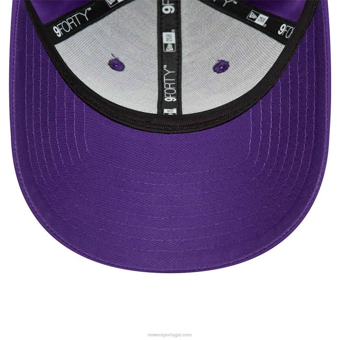 FFTN1566 New Era boné ajustável 9forty roxo com enchimento estampado la lakers