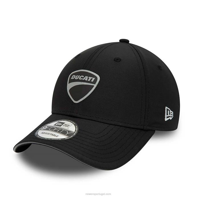FFTN1569 New Era ducati motor reflexive logo boné preto 9forty ajustável
