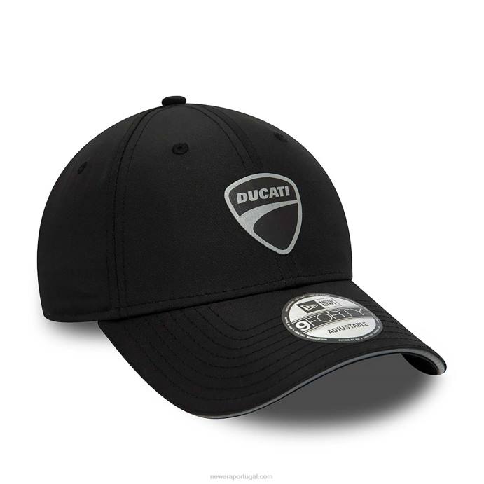 FFTN1569 New Era ducati motor reflexive logo boné preto 9forty ajustável