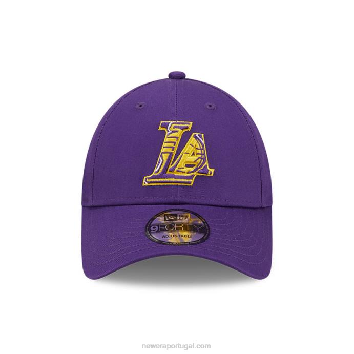 FFTN1572 New Era boné ajustável 9forty com logotipo da equipe la lakers kids roxo