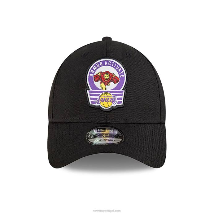 FFTN1579 New Era boné ajustável la lakers nba x marvel iron man black 9forty
