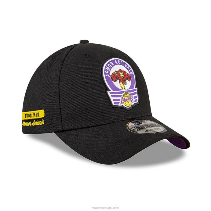 FFTN1579 New Era boné ajustável la lakers nba x marvel iron man black 9forty