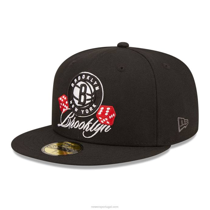 FFTN157 New Era touca ajustada brooklyn nets roller black 59fifty