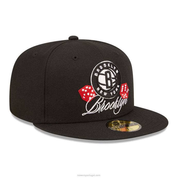 FFTN157 New Era touca ajustada brooklyn nets roller black 59fifty