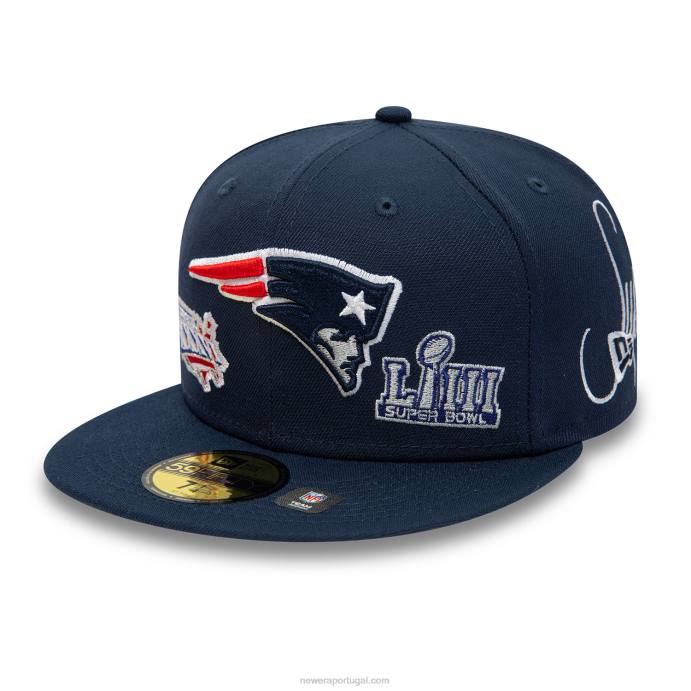 FFTN158 New Era Boné New England Patriots Historical Champs Navy 59Fifty