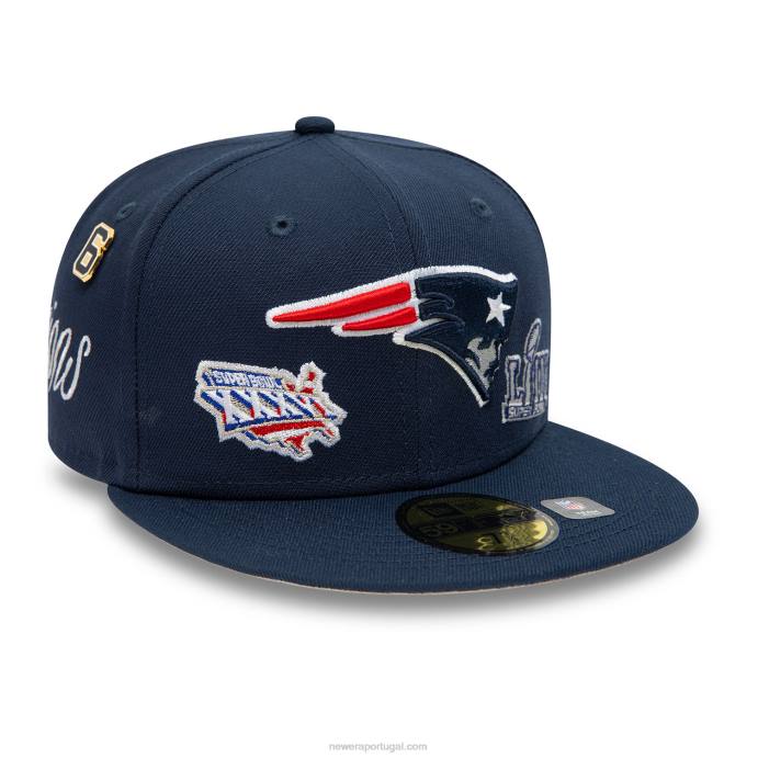 FFTN158 New Era Boné New England Patriots Historical Champs Navy 59Fifty