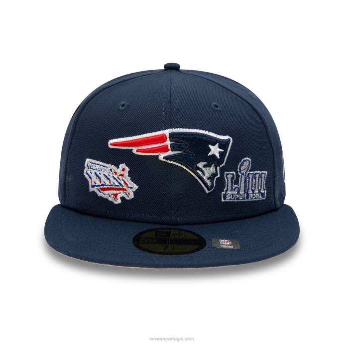 FFTN158 New Era Boné New England Patriots Historical Champs Navy 59Fifty