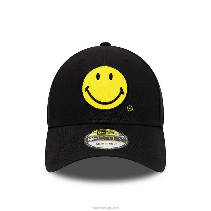 FFTN1590 New Era Boné ajustável com logo preto 9forty smiley