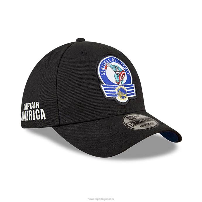 FFTN1596 New Era boné ajustável golden state warriors nba x marvel capitão américa preto 9forty
