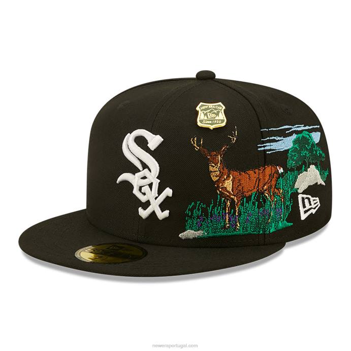 FFTN159 New Era chicago white sox state park boné preto 59fifty