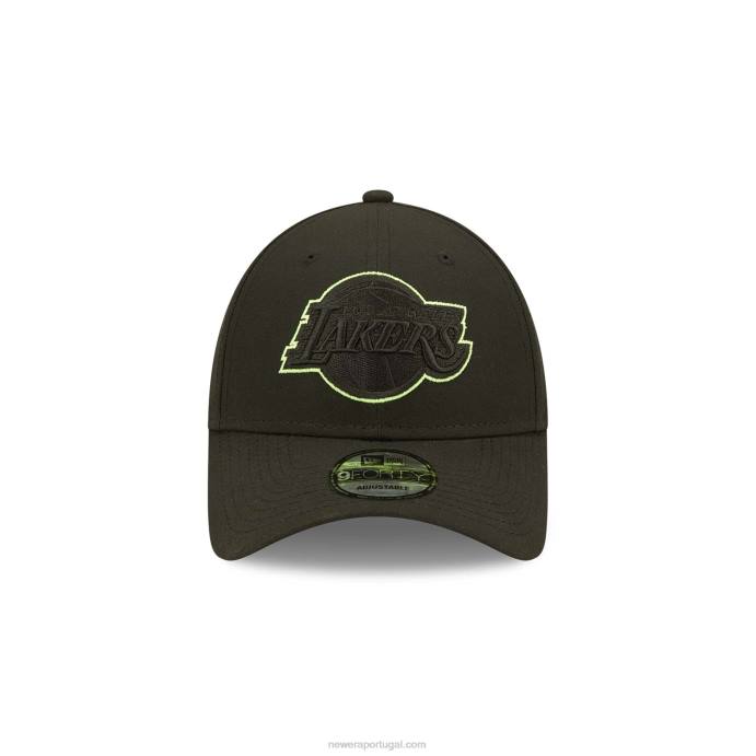FFTN1605 New Era boné regulável 9forty preto neon la lakers repreve