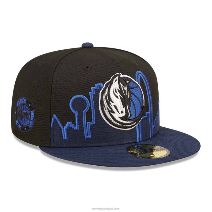 FFTN160 New Era boné justo dallas mavericks nba tip off 2022 preto 59fifty