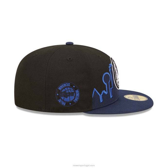 FFTN160 New Era boné justo dallas mavericks nba tip off 2022 preto 59fifty