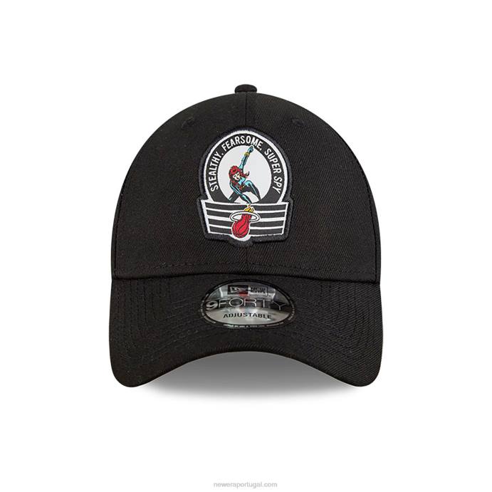 FFTN1612 New Era Boné ajustável miami heat nba x marvel viúva negra black 9forty