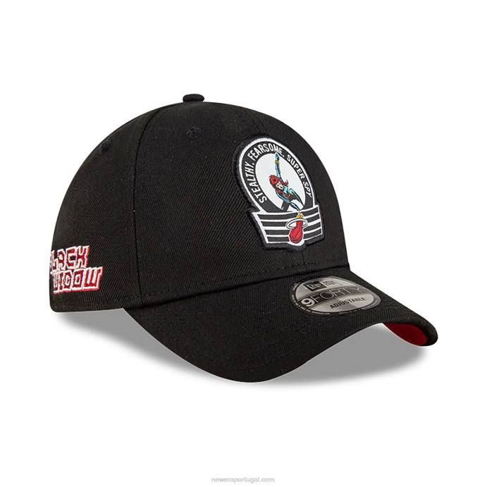 FFTN1612 New Era Boné ajustável miami heat nba x marvel viúva negra black 9forty