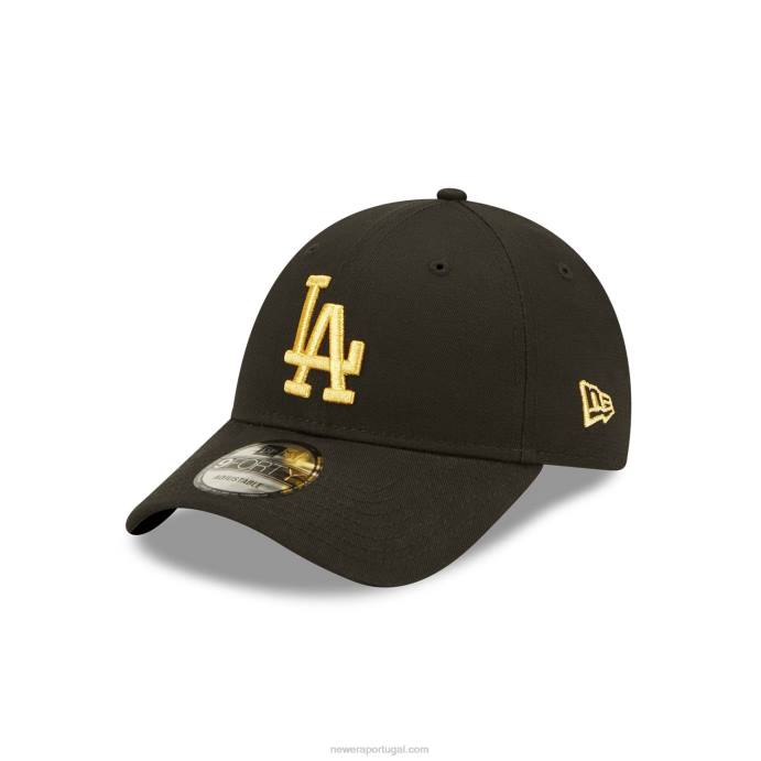 FFTN1621 New Era boné ajustável 9forty preto metalizado la dodgers