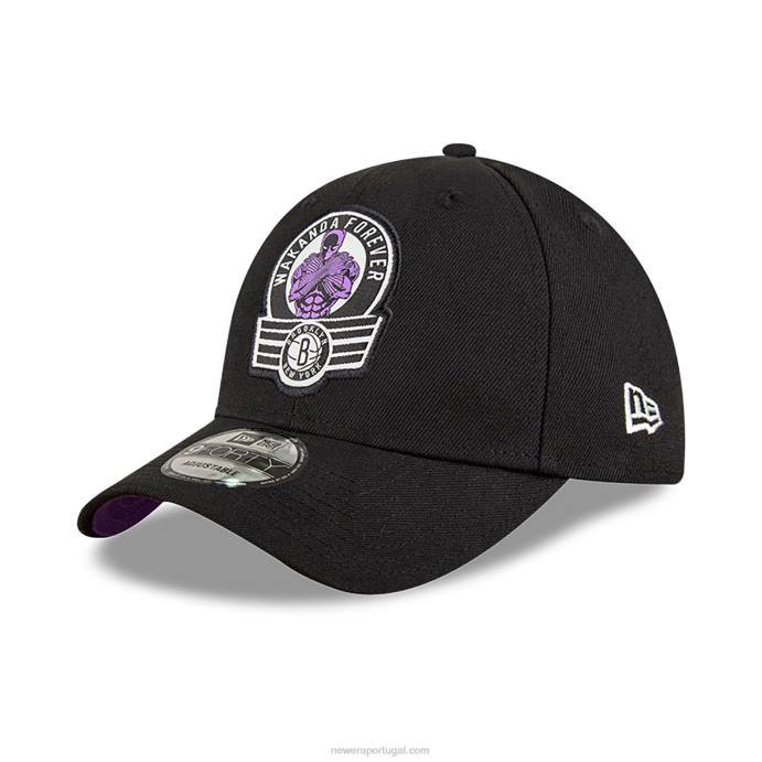 FFTN1628 New Era brooklyn nets nba x marvel black panther black 9forty boné ajustável
