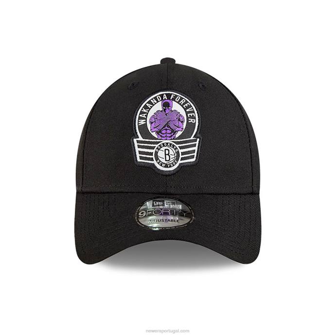 FFTN1628 New Era brooklyn nets nba x marvel black panther black 9forty boné ajustável