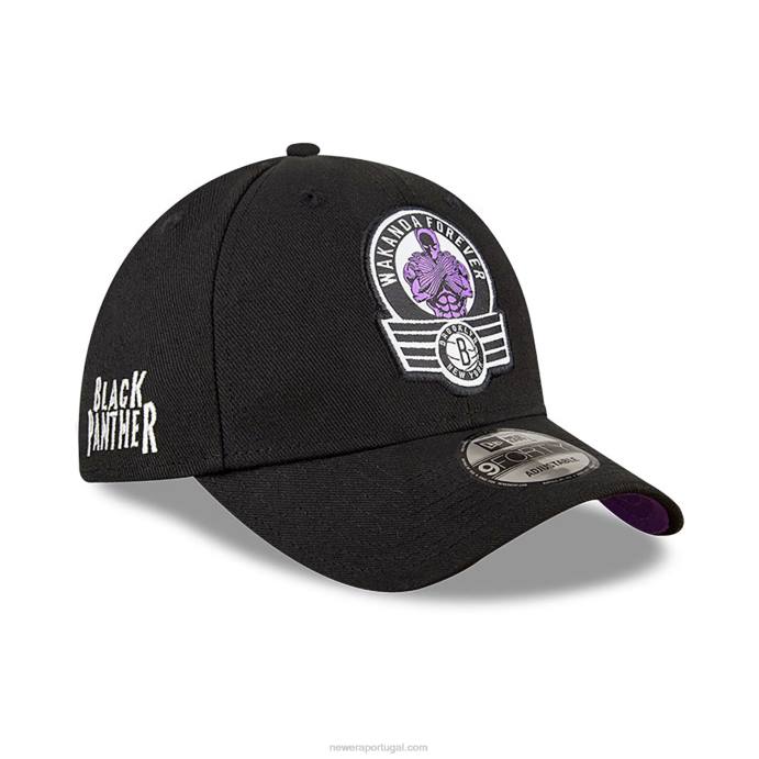 FFTN1628 New Era brooklyn nets nba x marvel black panther black 9forty boné ajustável
