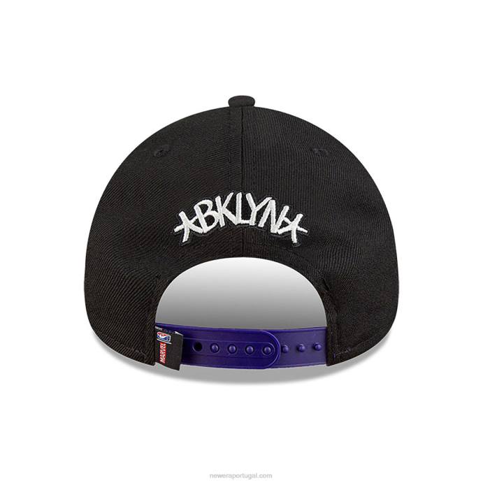 FFTN1628 New Era brooklyn nets nba x marvel black panther black 9forty boné ajustável