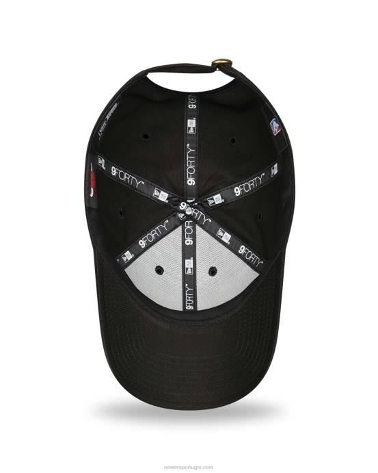 FFTN1637 New Era chicago bulls boné ajustável preto metálico 9forty