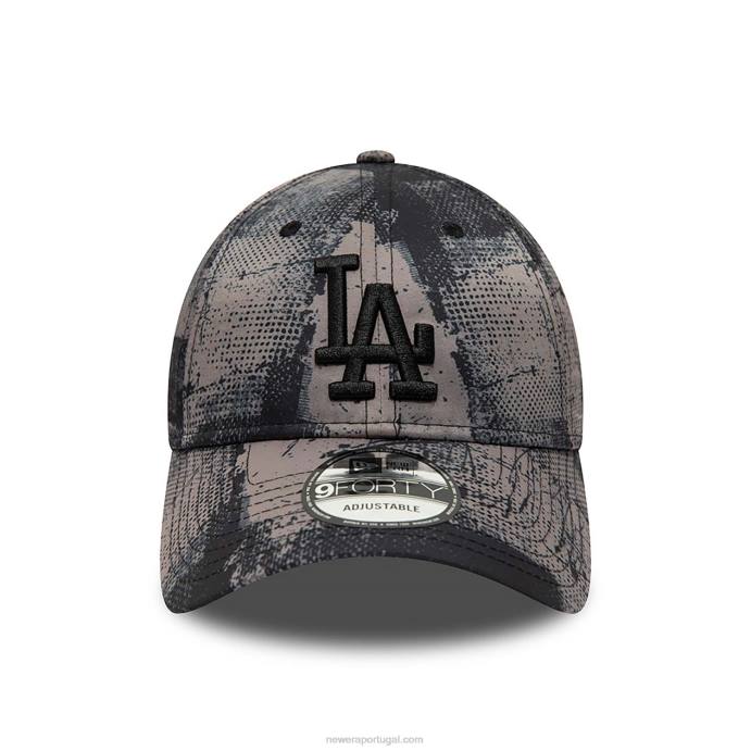 FFTN1643 New Era boné ajustável 9forty com estampa preta la dodgers
