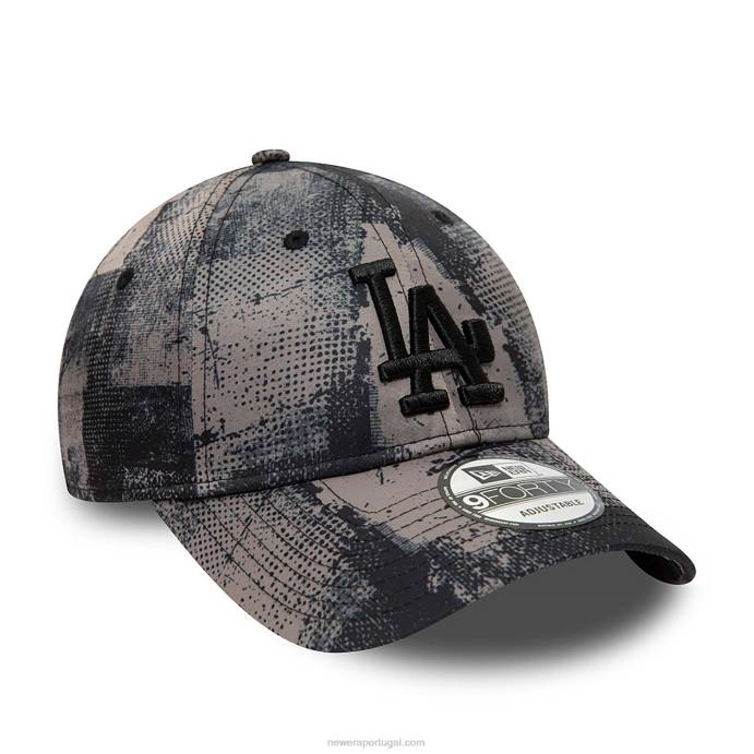 FFTN1643 New Era boné ajustável 9forty com estampa preta la dodgers