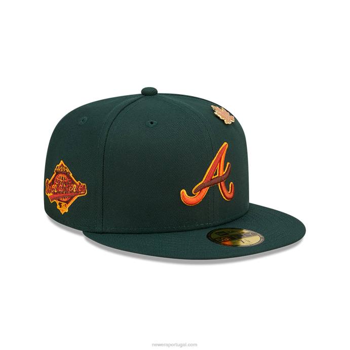 FFTN164 New Era boné ajustado 59fifty verde escuro do Atlanta Braves