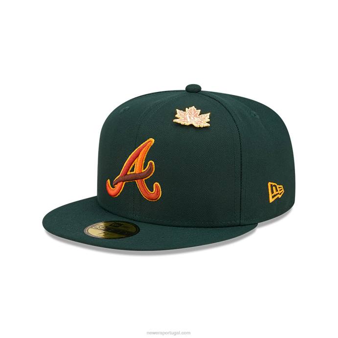 FFTN164 New Era boné ajustado 59fifty verde escuro do Atlanta Braves