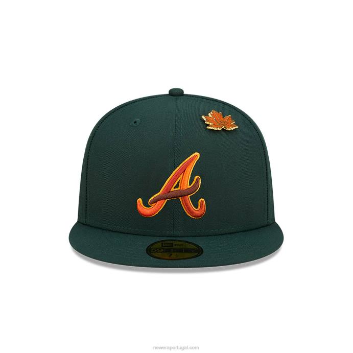 FFTN164 New Era boné ajustado 59fifty verde escuro do Atlanta Braves