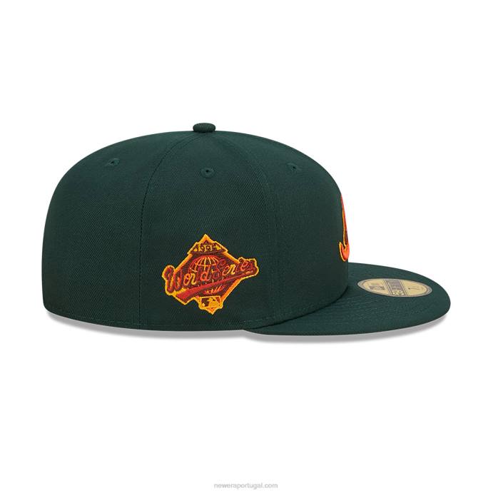 FFTN164 New Era boné ajustado 59fifty verde escuro do Atlanta Braves