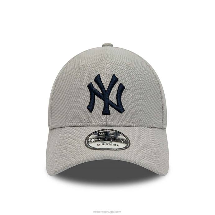 FFTN1650 New Era Boné New York Yankees Diamond Era Essential Grey 9Forty ajustável