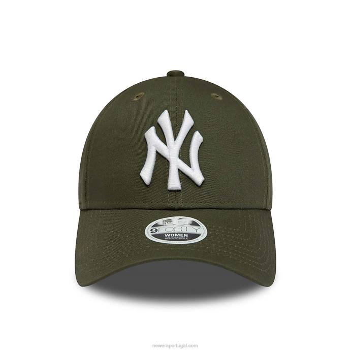 FFTN1663 New Era Boné ajustável New York Yankees Womens League Essential Green 9forty