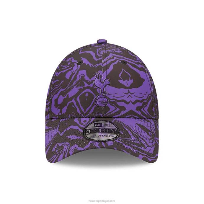 FFTN1664 New Era boné tottenham hotspur fc all over print preto 9forty ajustável