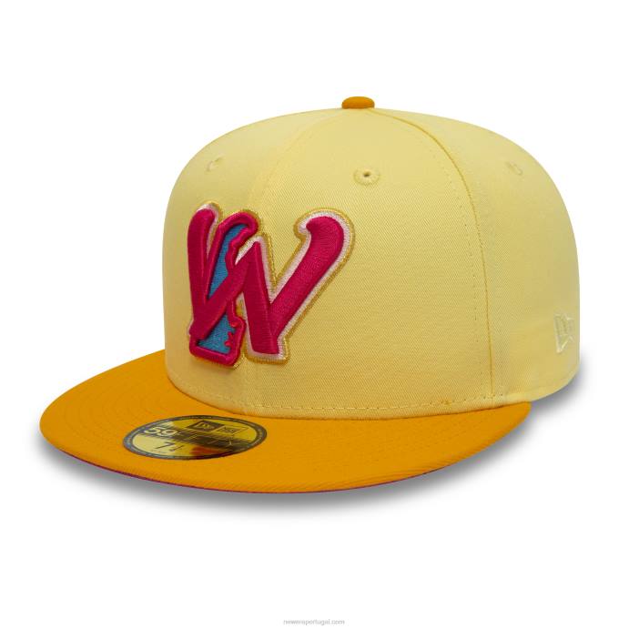 FFTN166 New Era Boné Wilmington Blue Rocks Milb Soft Yellow 59Fifty