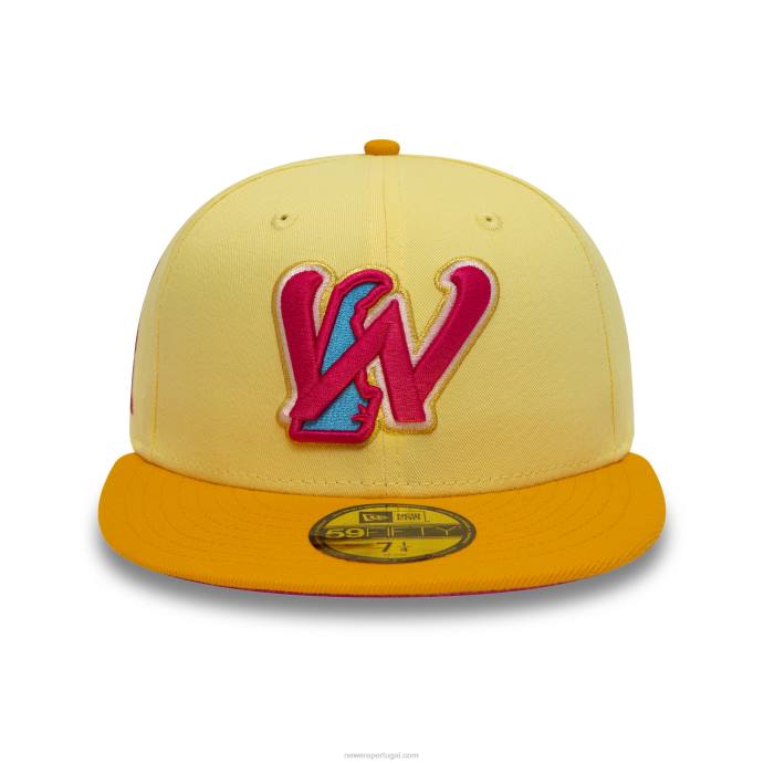 FFTN166 New Era Boné Wilmington Blue Rocks Milb Soft Yellow 59Fifty