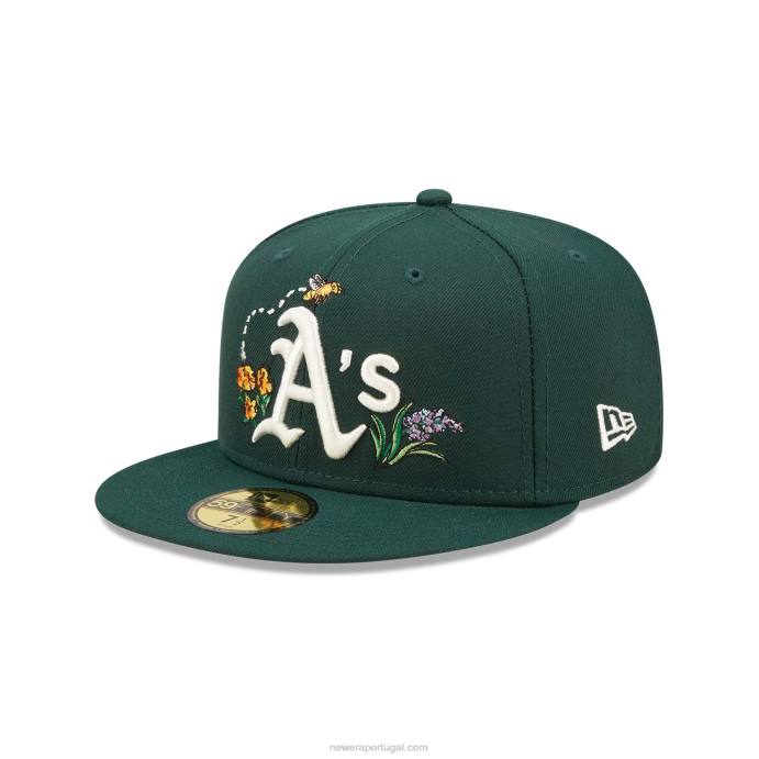FFTN167 New Era Boné Oakland Athletics Aquarela Verde Floral 59Fifty