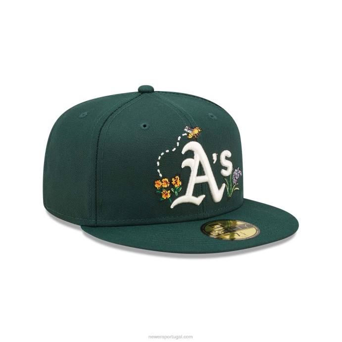 FFTN167 New Era Boné Oakland Athletics Aquarela Verde Floral 59Fifty