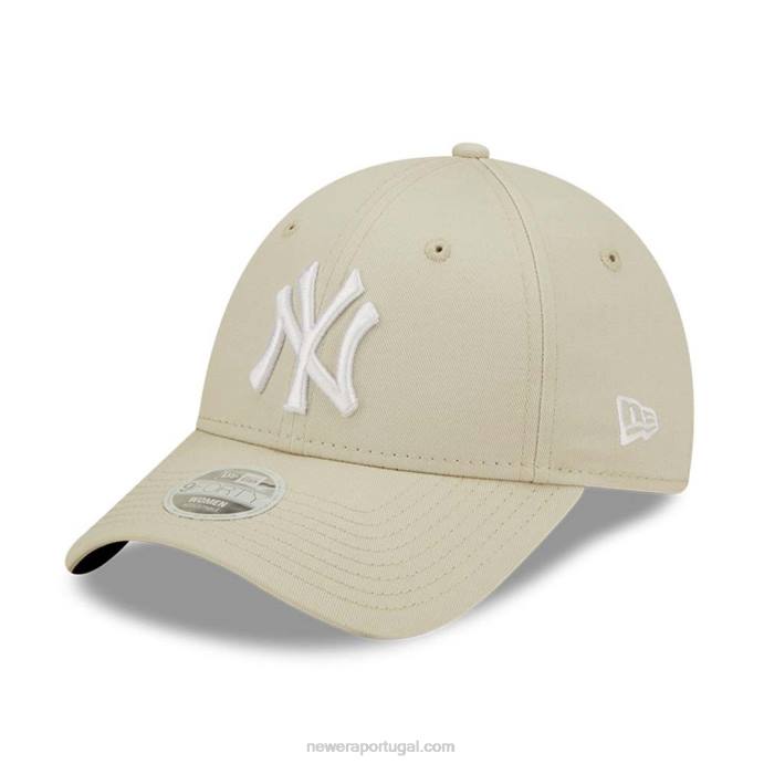 FFTN1680 New Era Boné ajustável New York Yankees Womens League Essential Light Beige 9forty