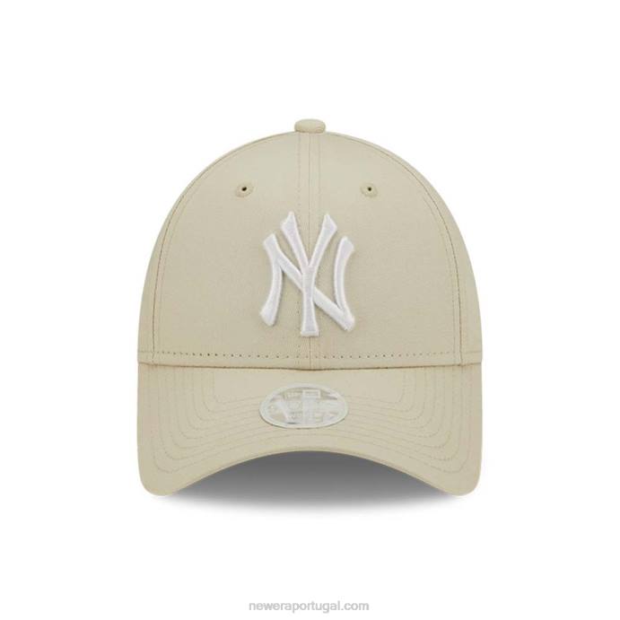 FFTN1680 New Era Boné ajustável New York Yankees Womens League Essential Light Beige 9forty