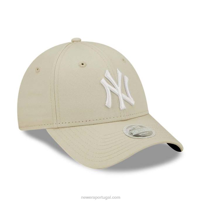 FFTN1680 New Era Boné ajustável New York Yankees Womens League Essential Light Beige 9forty